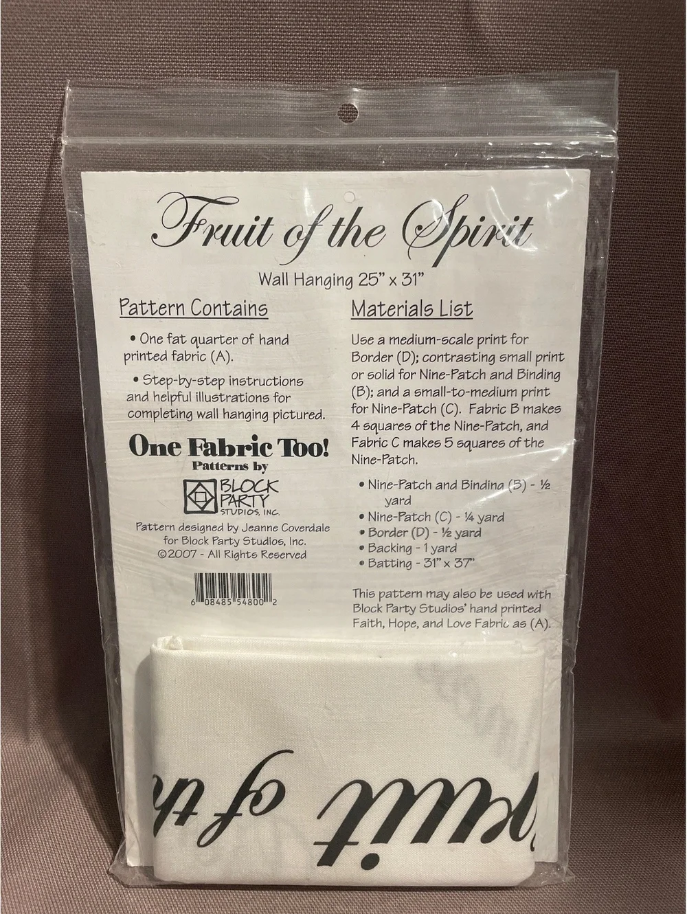 Fruit of the Spirit Quilt Pattern 54800 Block Party Studios Jeanne Coverdale NWT